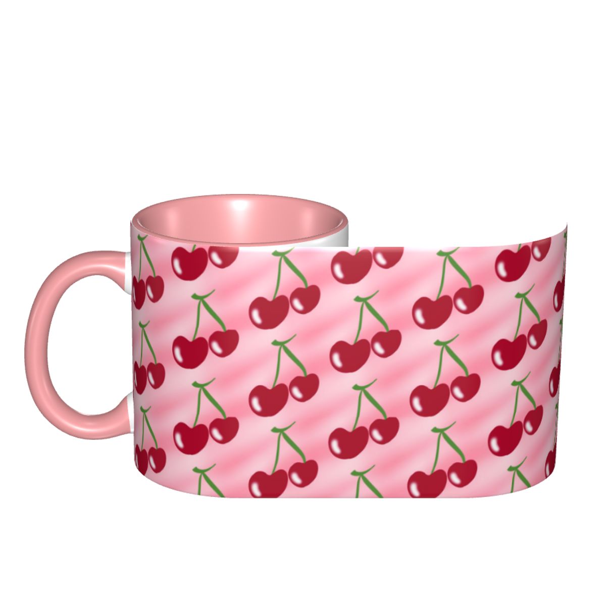 Coffee Tea Green - Caneca Rosa com Motivo de Cereja