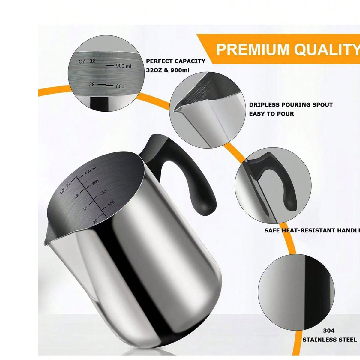 Barista Milk Jug - Jarra de Aço Inoxidável 304 para
