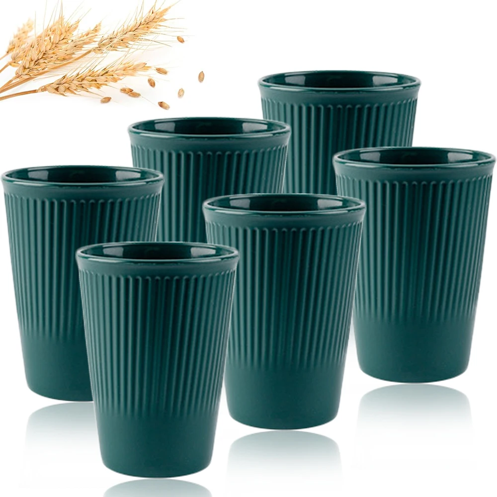Coffee Tea Green - Copos de palha de trigo laváveis