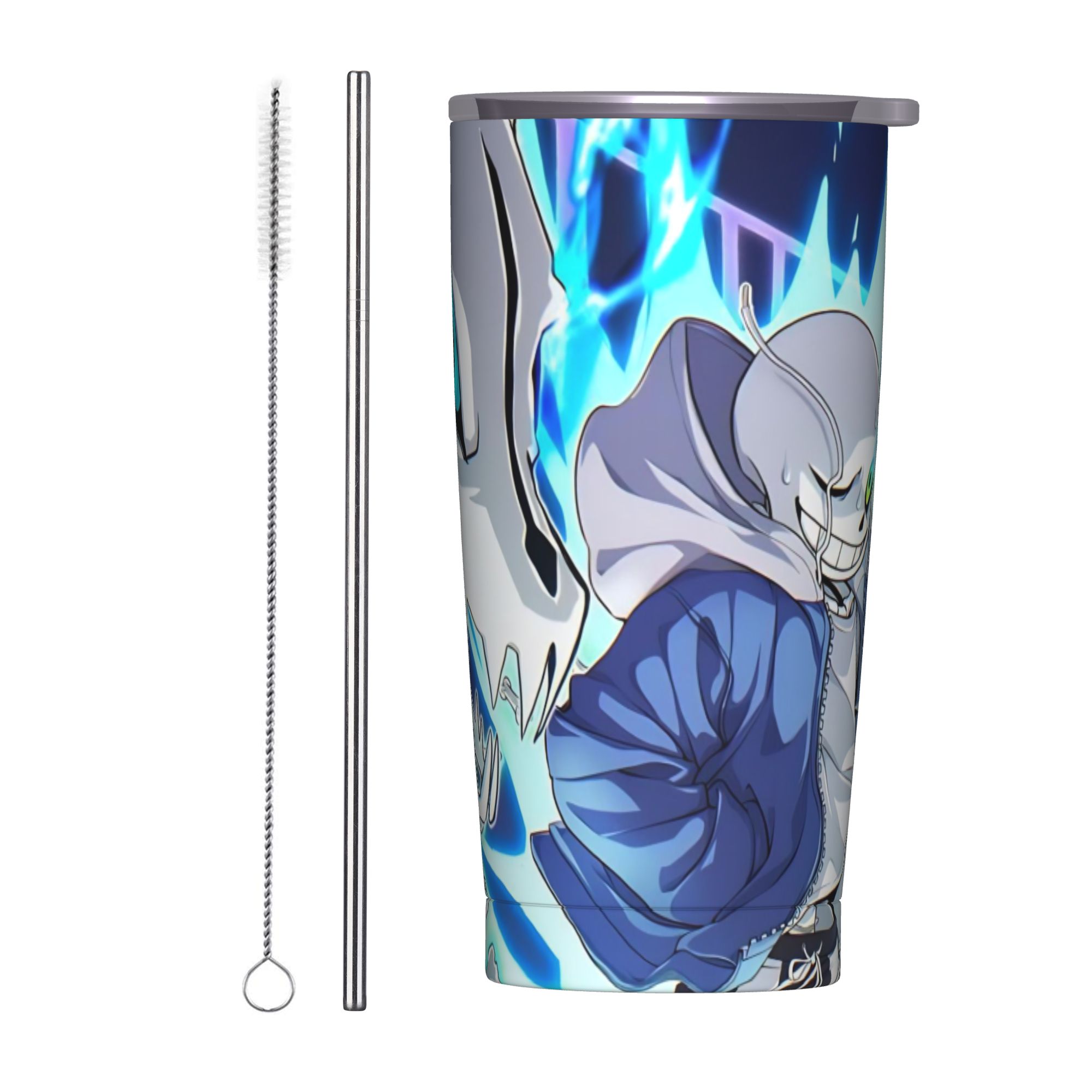 Double Wall Mug - Copo Térmico Undertale Sans com Canudos,