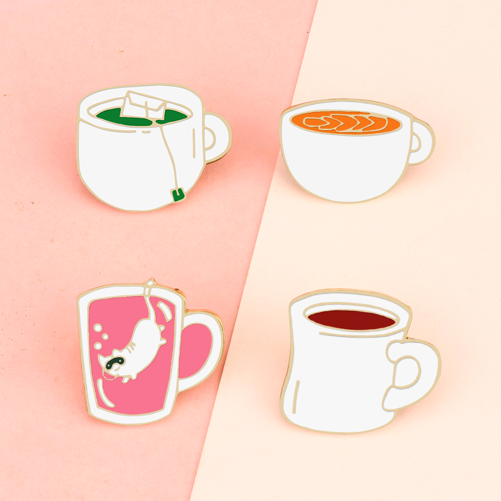 Coffee Tea Green - Pinos de esmalte criativos, broche de