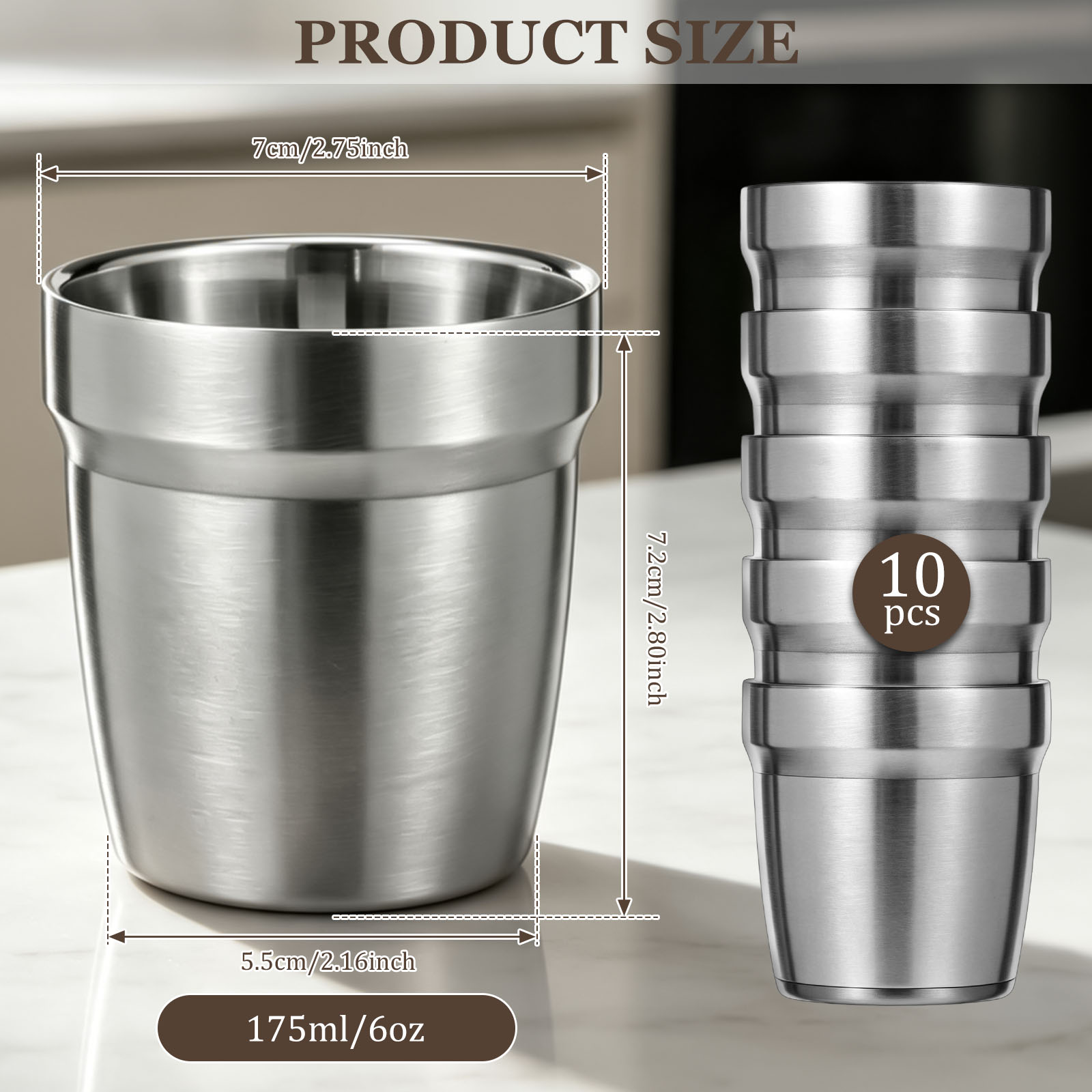 5/10 Peças de Canecas Empilháv - Double Wall Mug avaliação e preço