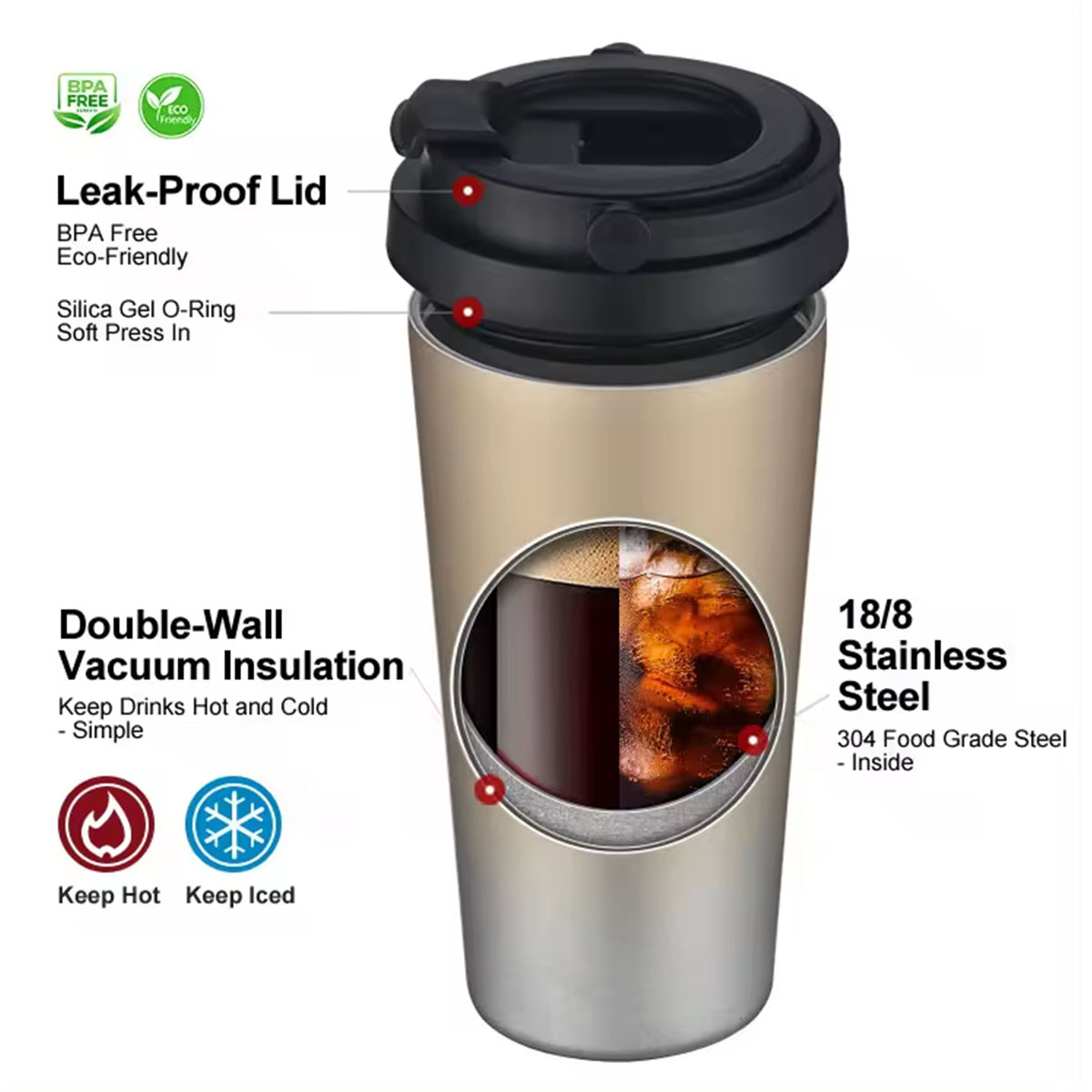 Copo Térmico de Viagem 16 oz e - Double Wall Mug avaliação e preço